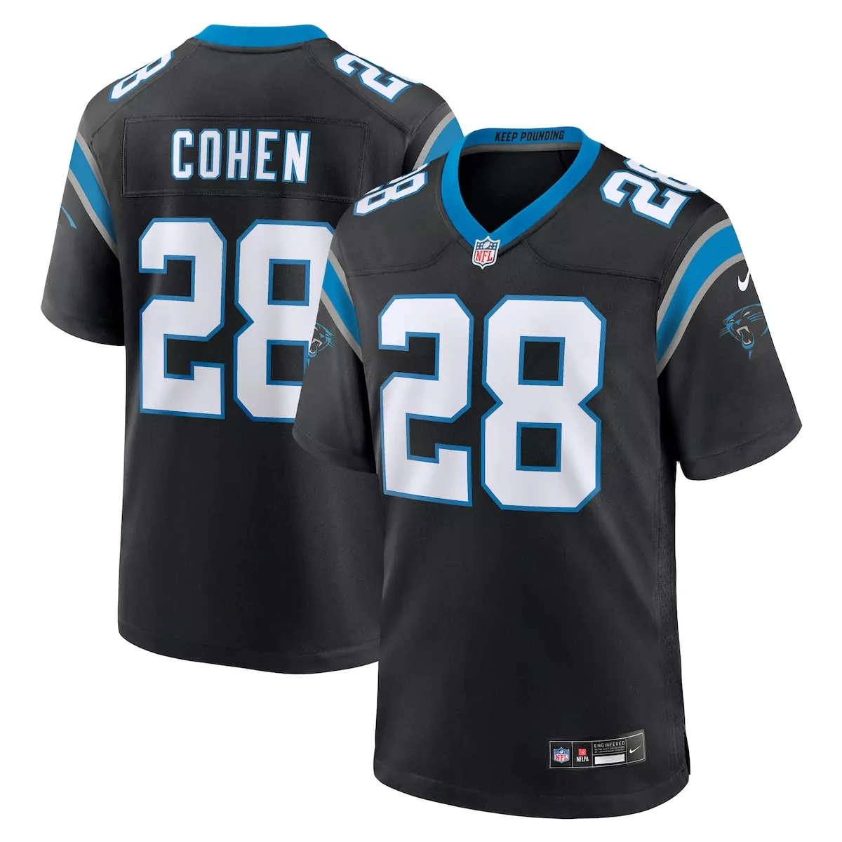 carolina panthers tarik cohen black game jersey