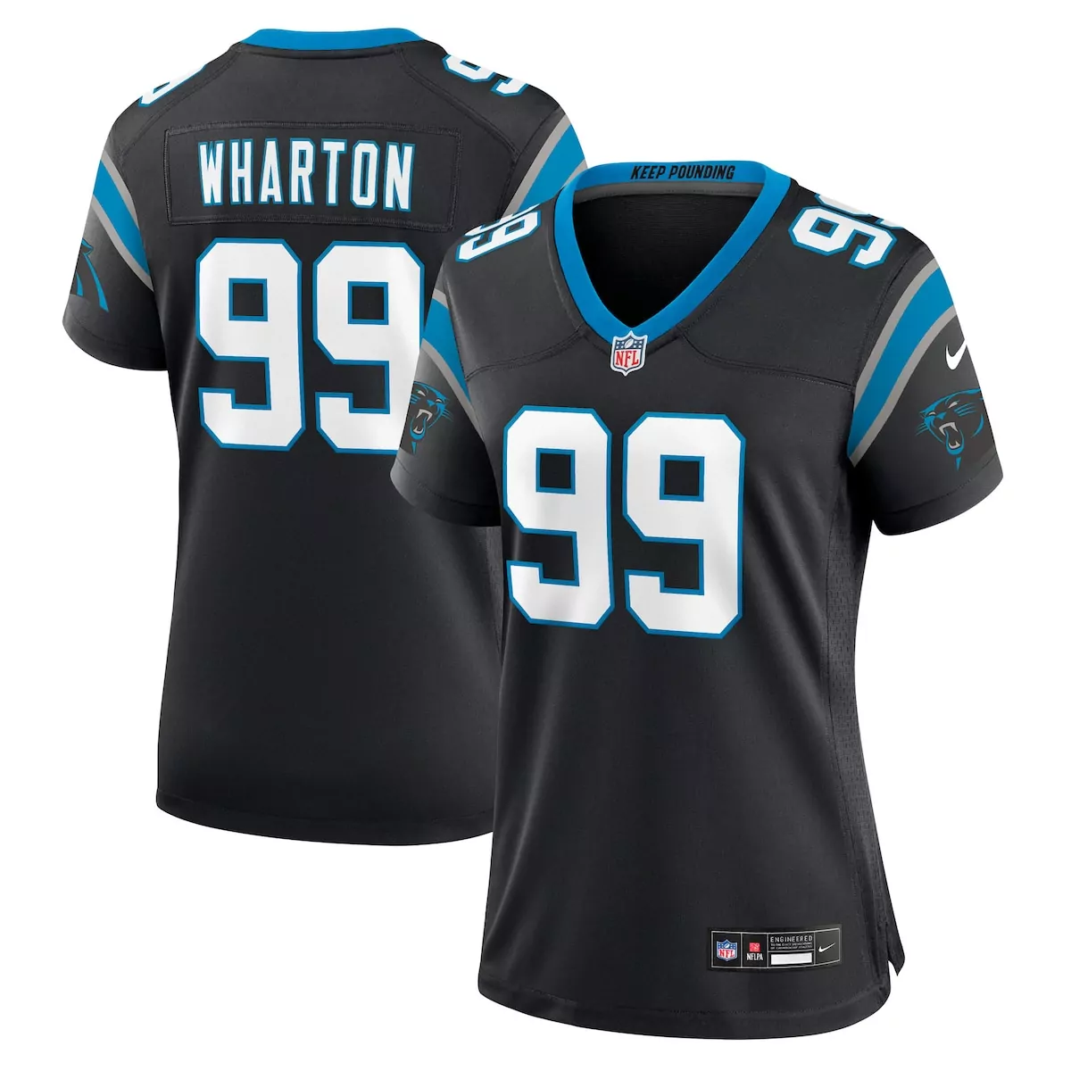 carolina panthers tershawn wharton black team game jersey onr