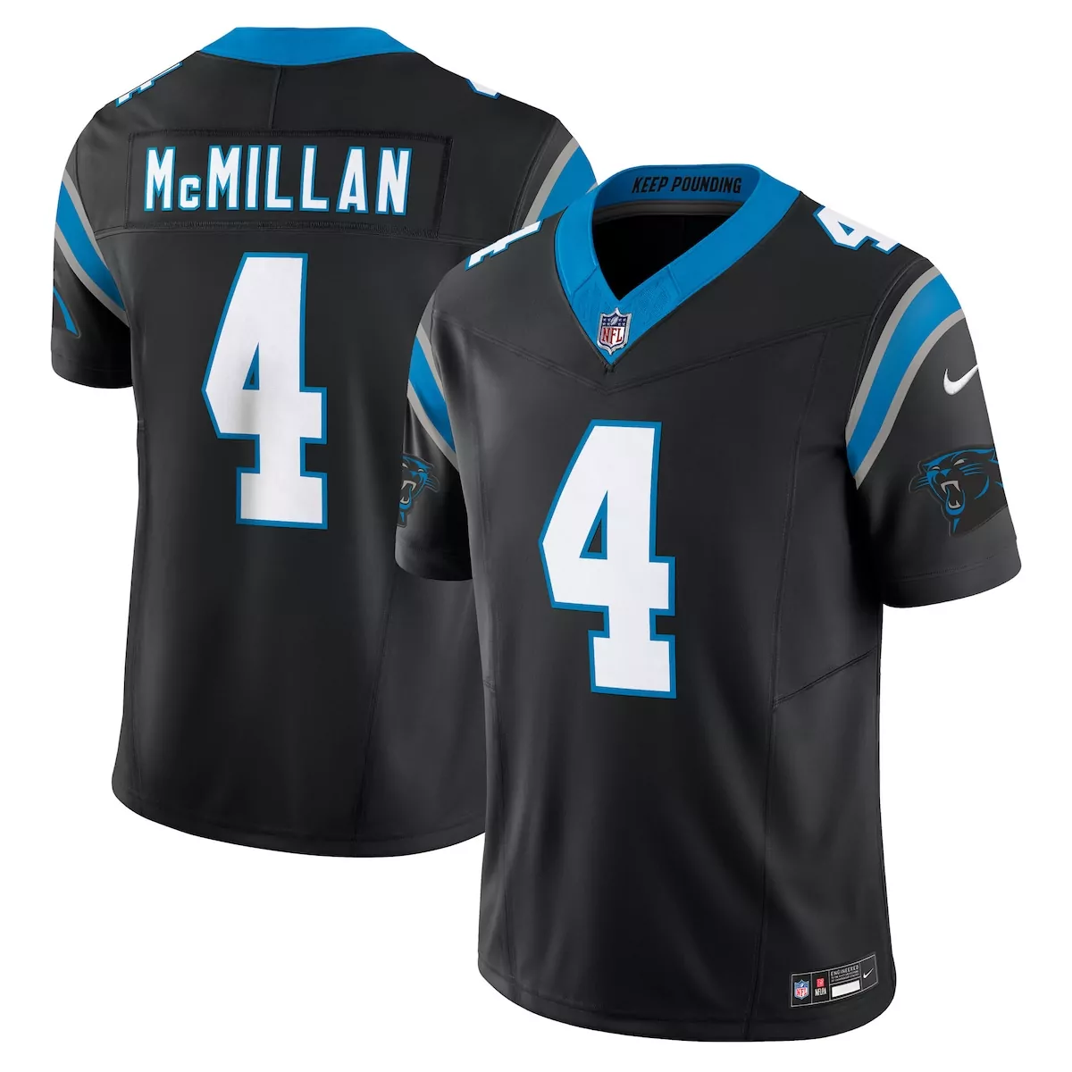 carolina panthers tetairoa mcmillan black team vapor f u s e limited jersey