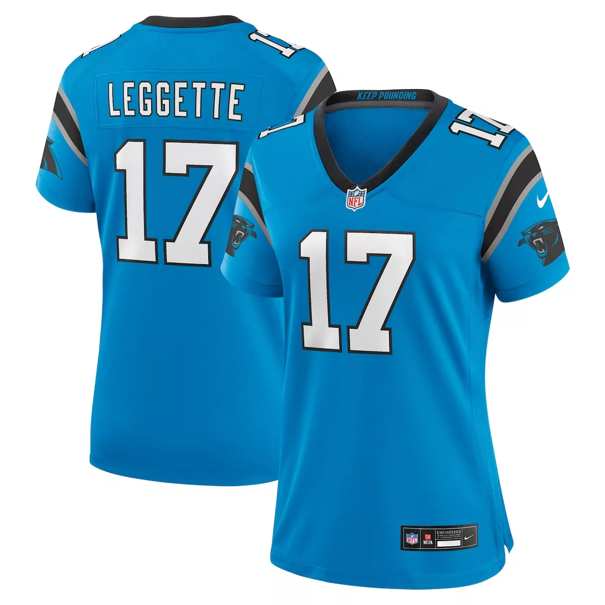 carolina panthers xavier legette blue alternate game jersey 4xf