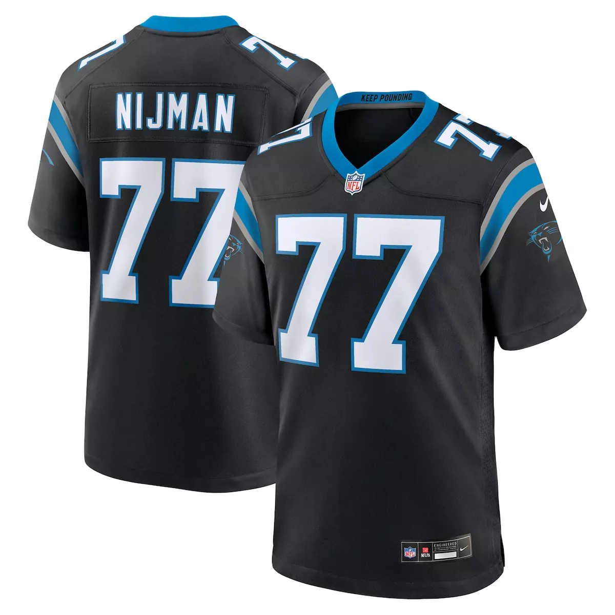 carolina panthers yosh nijman black game jersey pf1