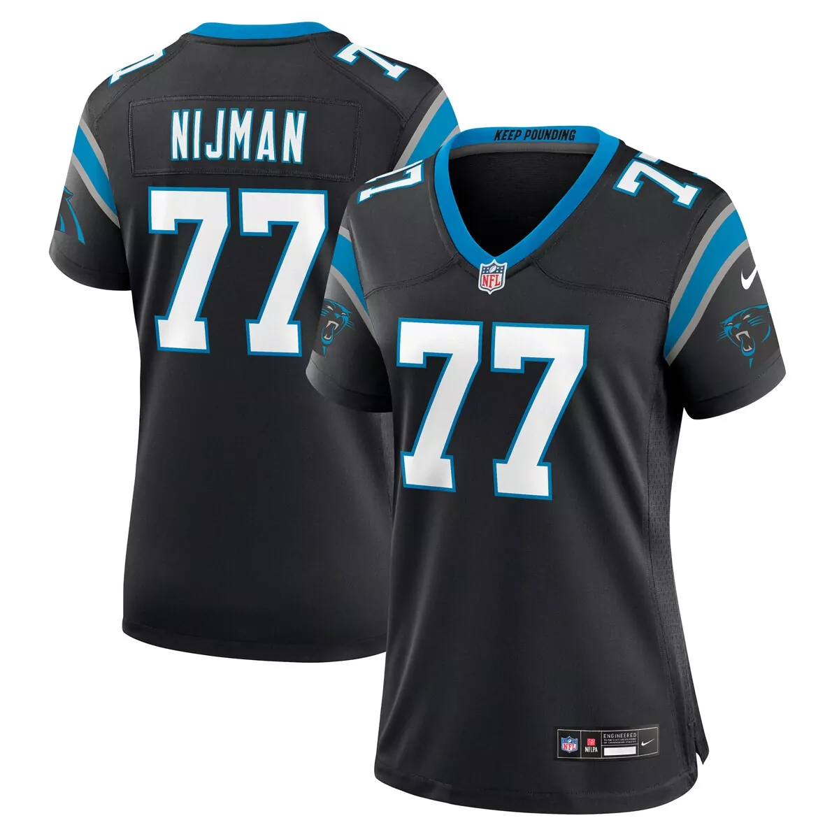 carolina panthers yosh nijman black game jersey pf1