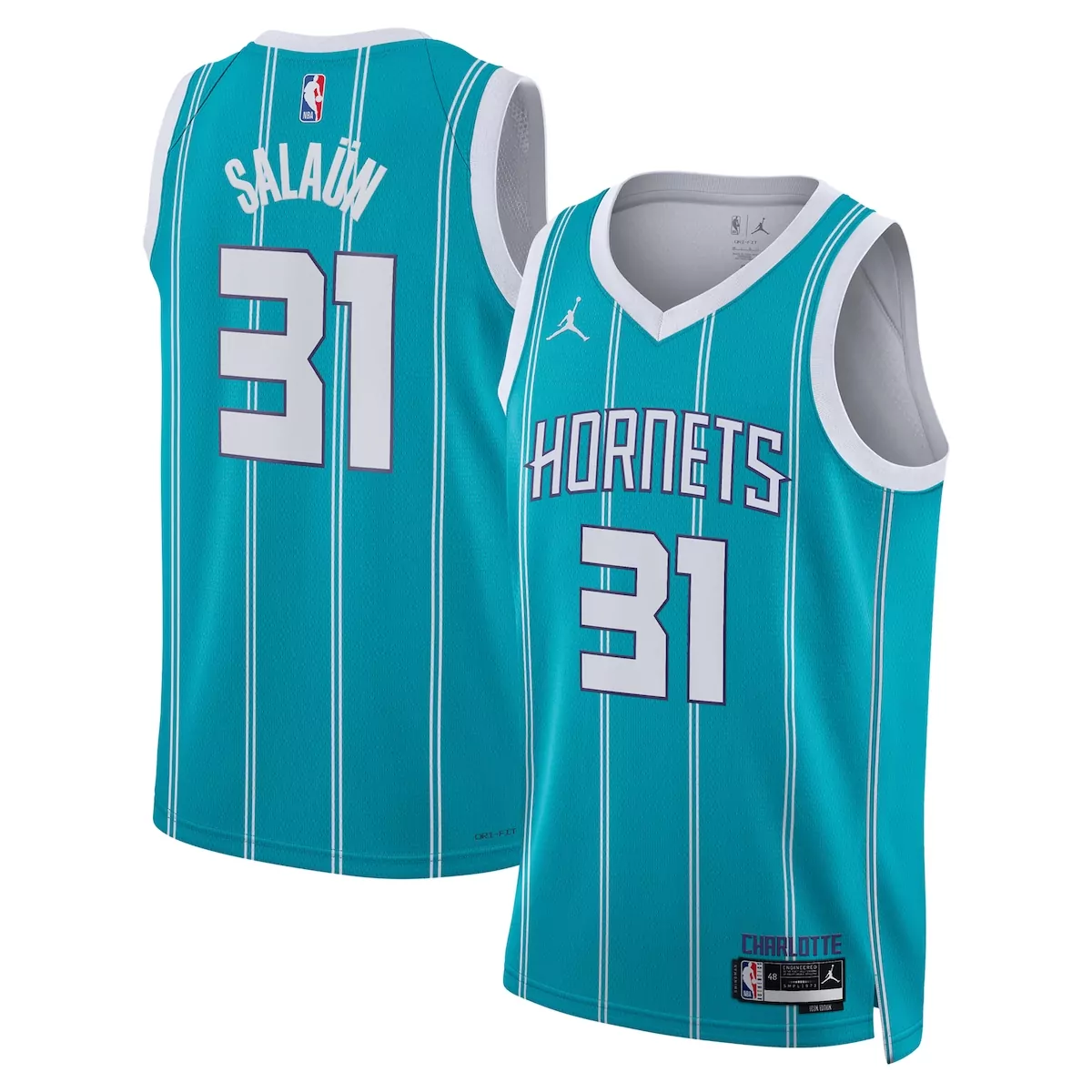 charlotte hornets jordan icon edition jersey teal tidjane salaun unisex