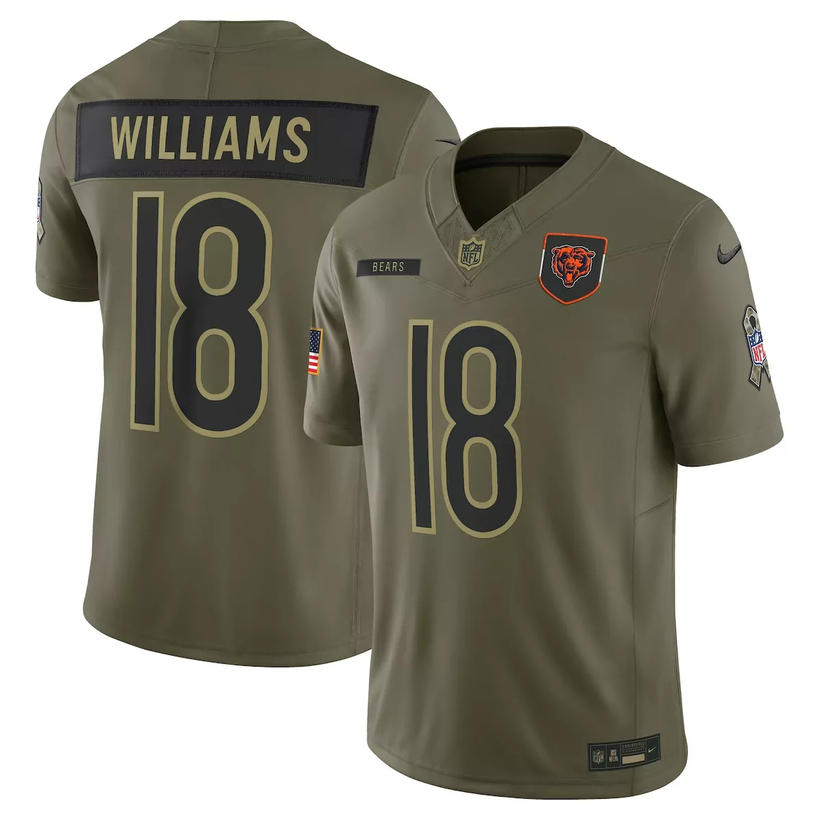 chicago bears caleb williams olive 2025 salute to service limited jersey