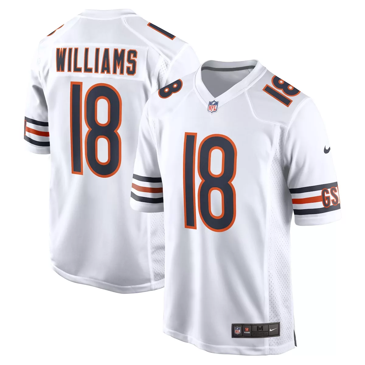chicago bears caleb williams white first round pick player game jersey