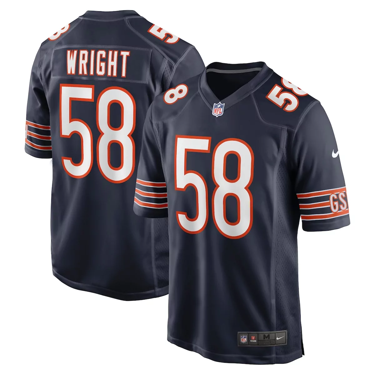 chicago bears darnell wright navy game jersey rm3