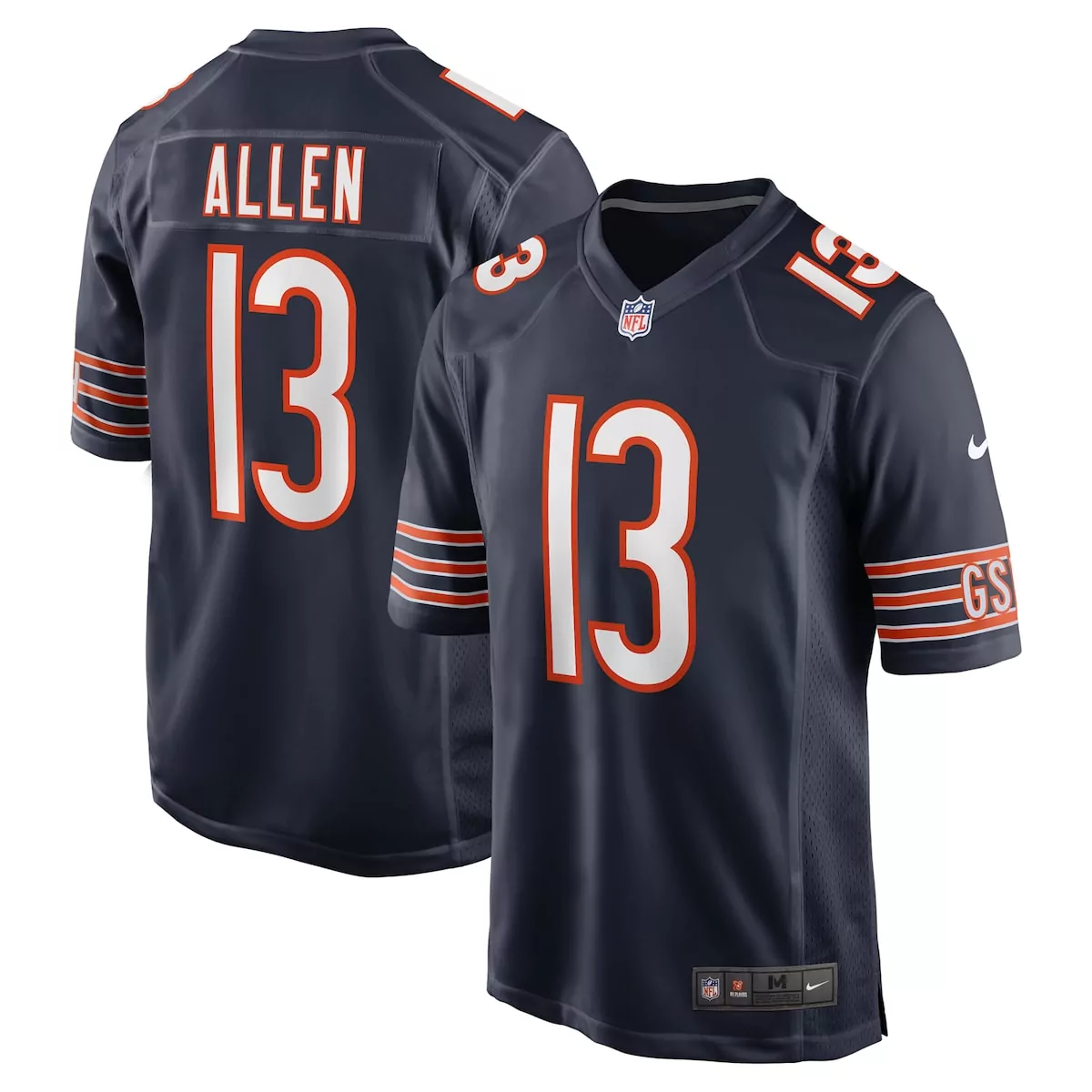 chicago bears keenan allen navy team game jersey
