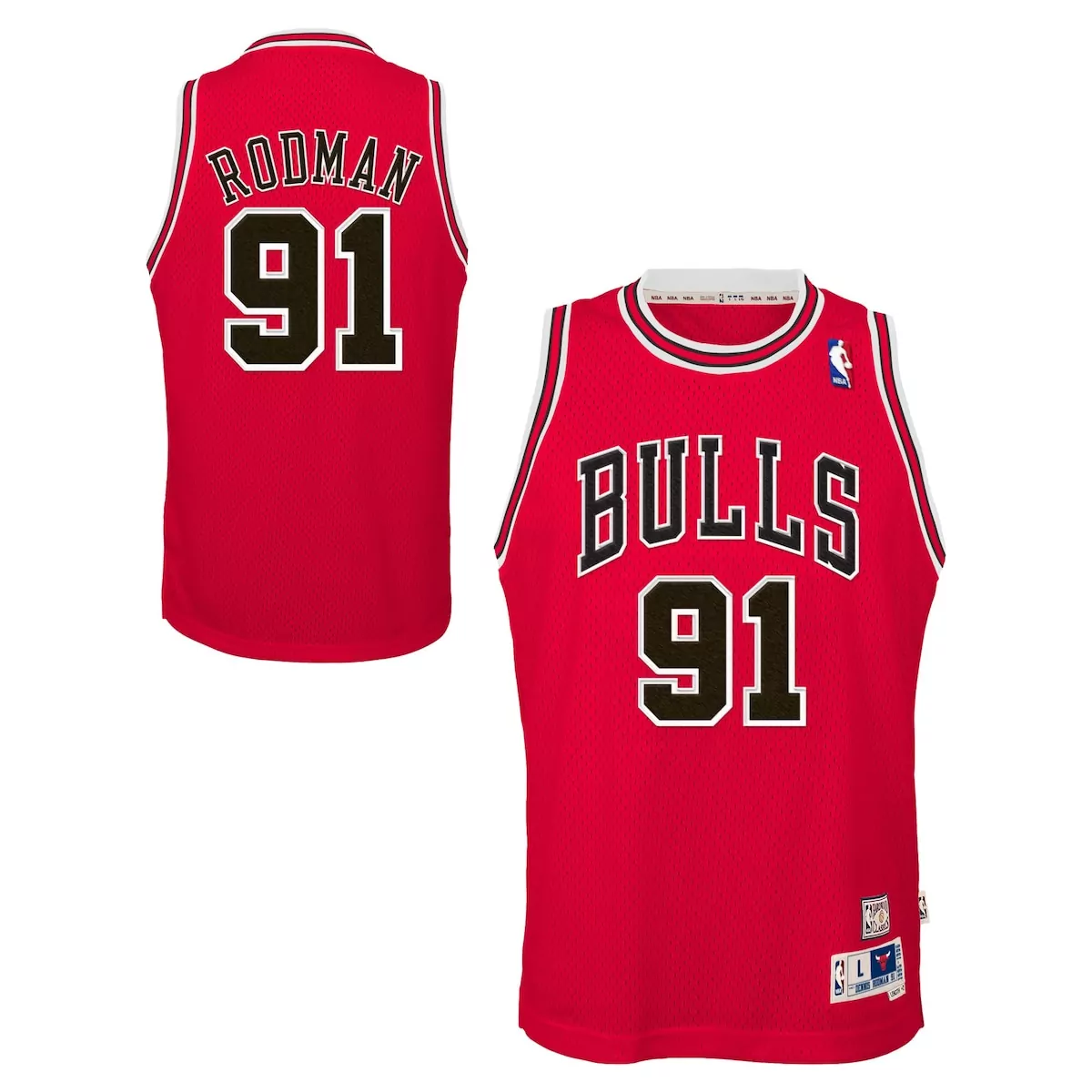 chicago bulls dennis rodman 1997 98 hardwood classics road jersey red