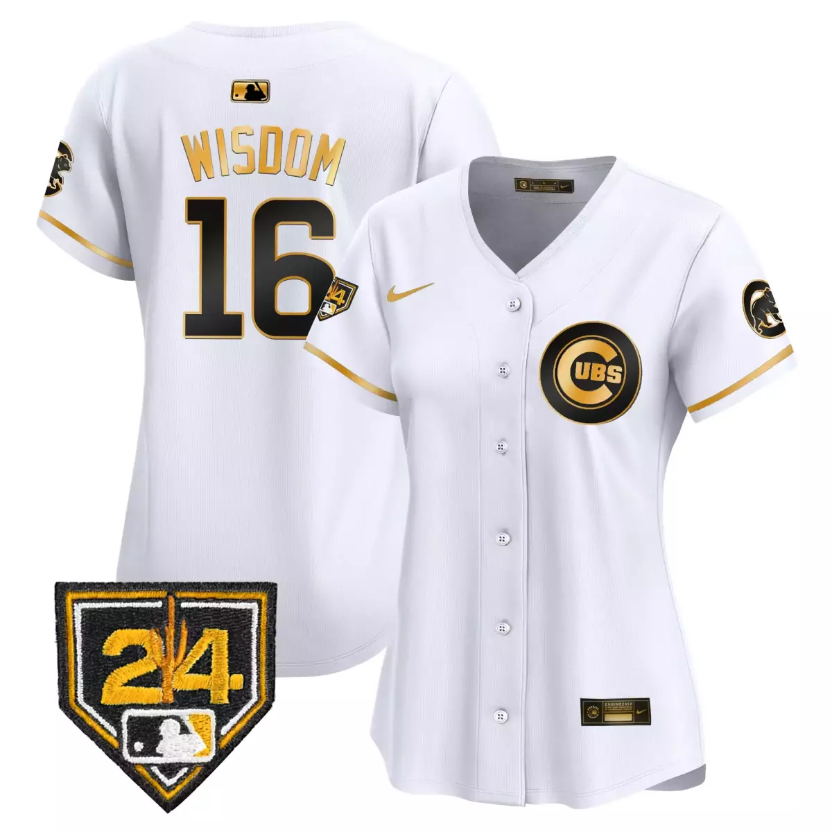 chicago cubs 16 wisdom white gold jersey 2024 spring training patch vapor premier limited v2 all stitched xel