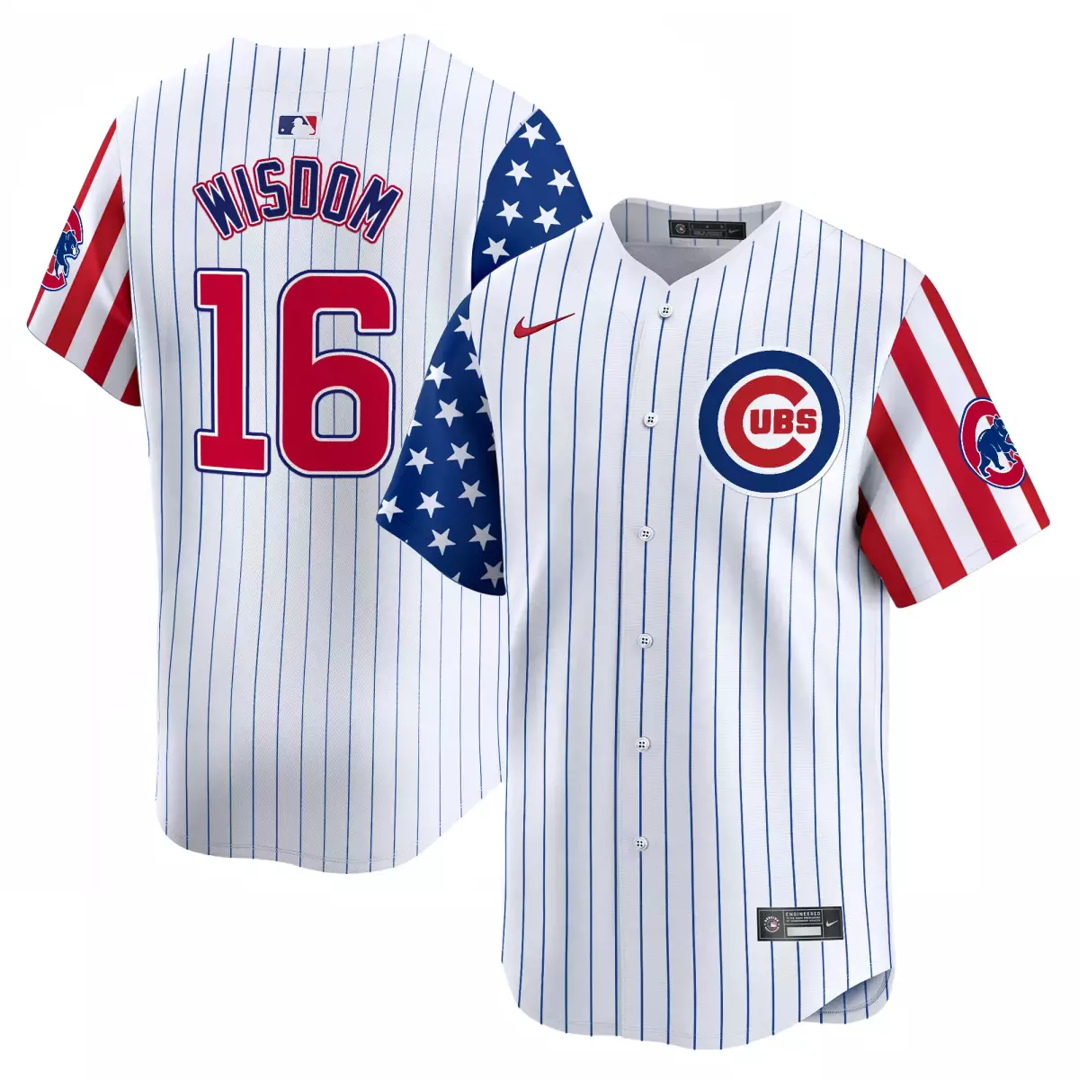 chicago cubs 16 wisdom white jersey 2025 independence day vapor premier limited all stitched qnd
