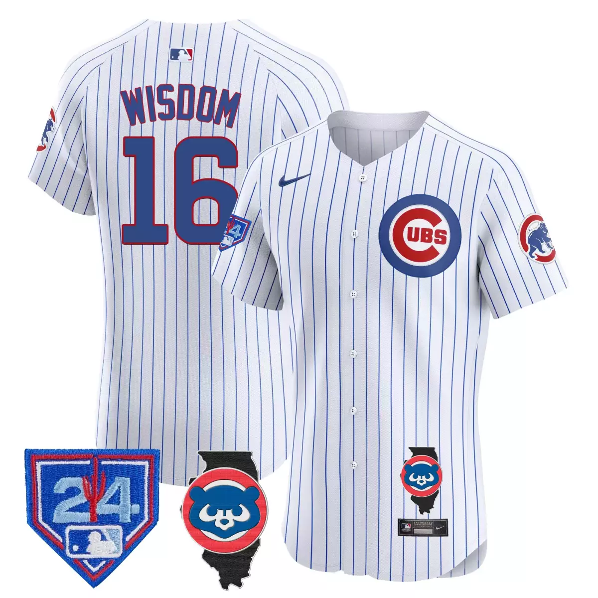 chicago cubs 16 wisdom white jersey spring training illinois patch vapor premier elite all stitched la1