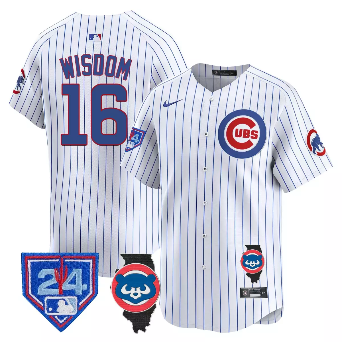 chicago cubs 16 wisdom white jersey spring training illinois patch vapor premier elite all stitched la1