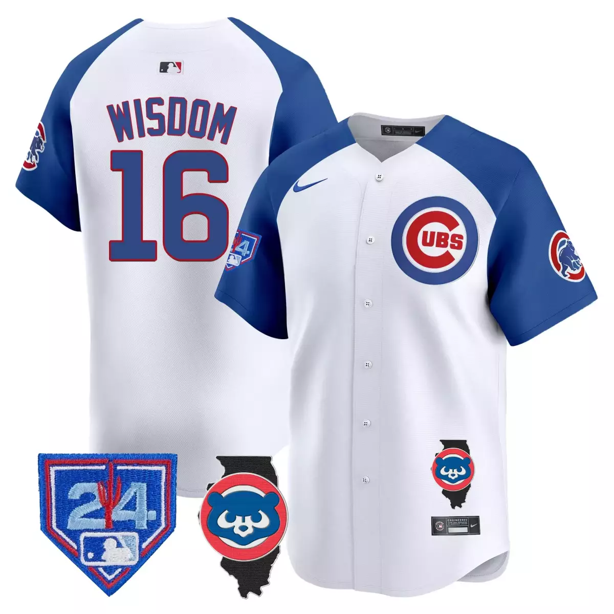 chicago cubs 16 wisdom white jersey spring training illinois patch vapor premier elite all stitched la1