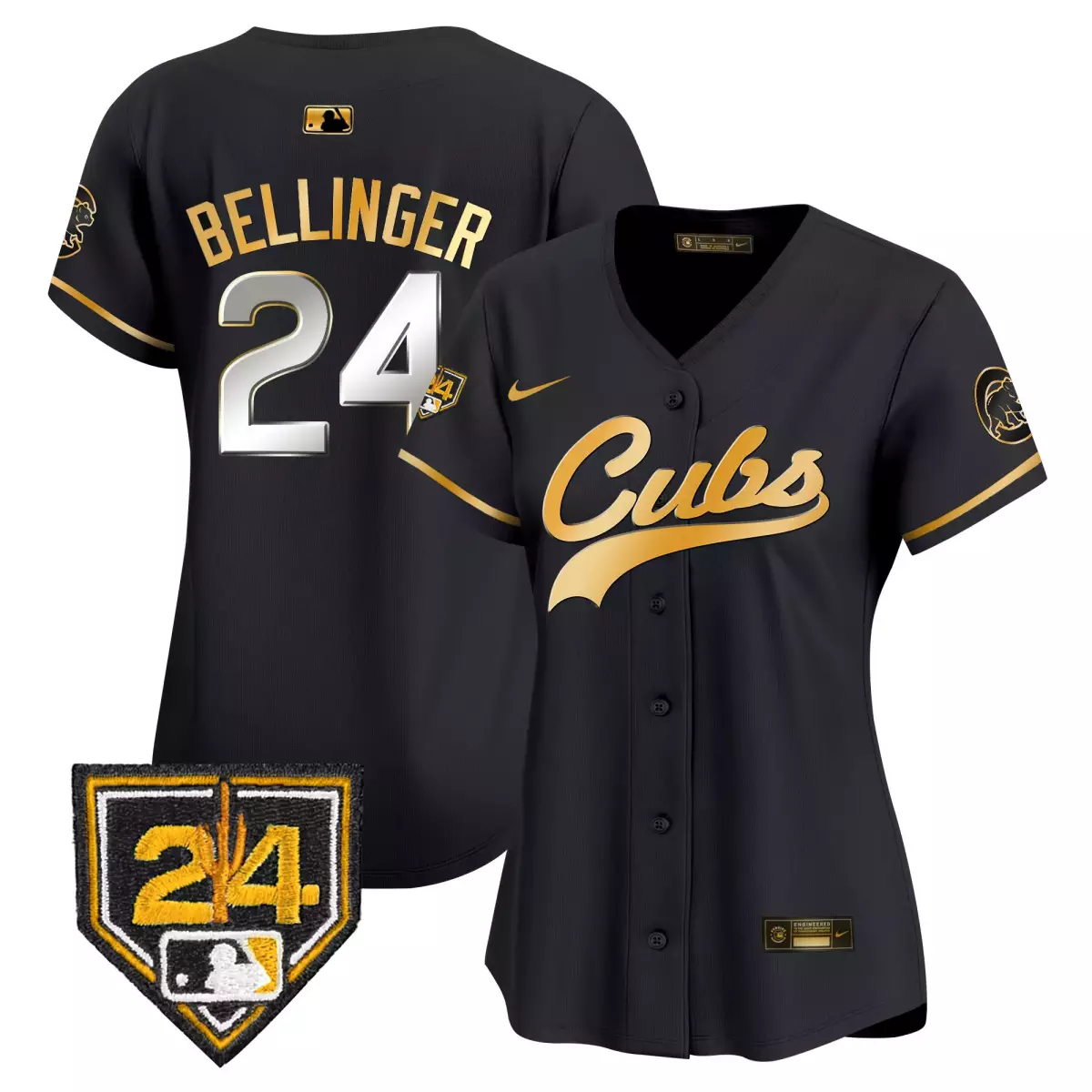 Bellinger Chicago Cubs 2024 Black Gold Jersey | Spring Training Illinois Patch | Vapor Premier Elite | Fan Gear for Men, Women & Youth