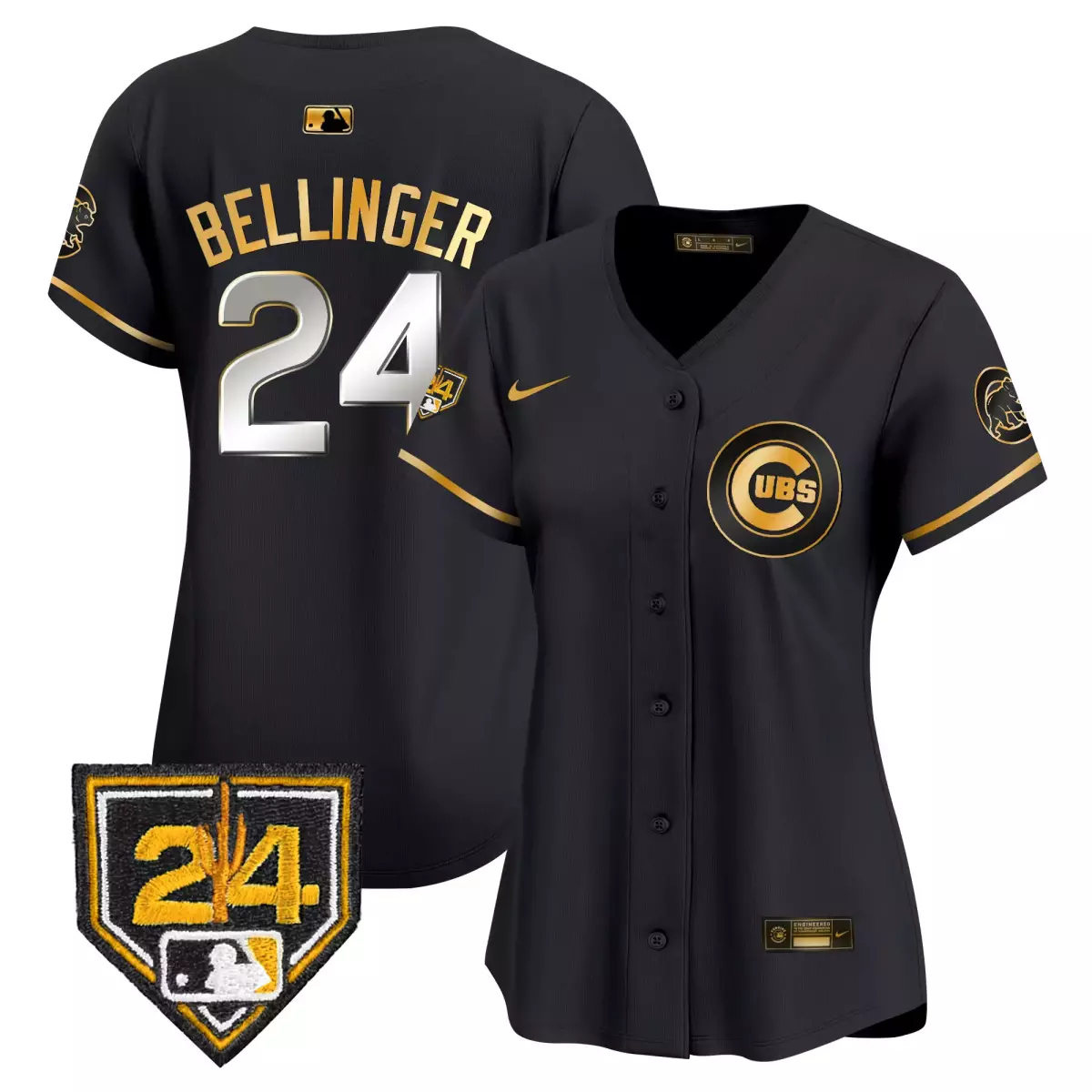 Bellinger Chicago Cubs 2024 Black Gold Jersey | Spring Training Patch | Vapor Premier Limited V2 | Fan Gear for Men, Women & Youth
