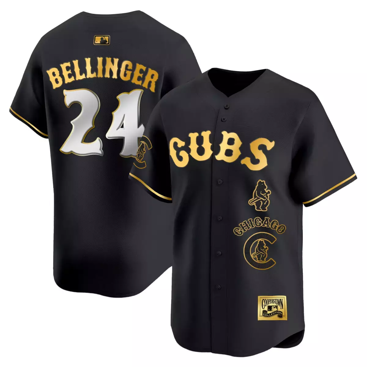 Bellinger Chicago Cubs 2024 Black Gold Jersey | Spring Training Illinois Patch | Vapor Premier Elite | Fan Gear for Men, Women & Youth