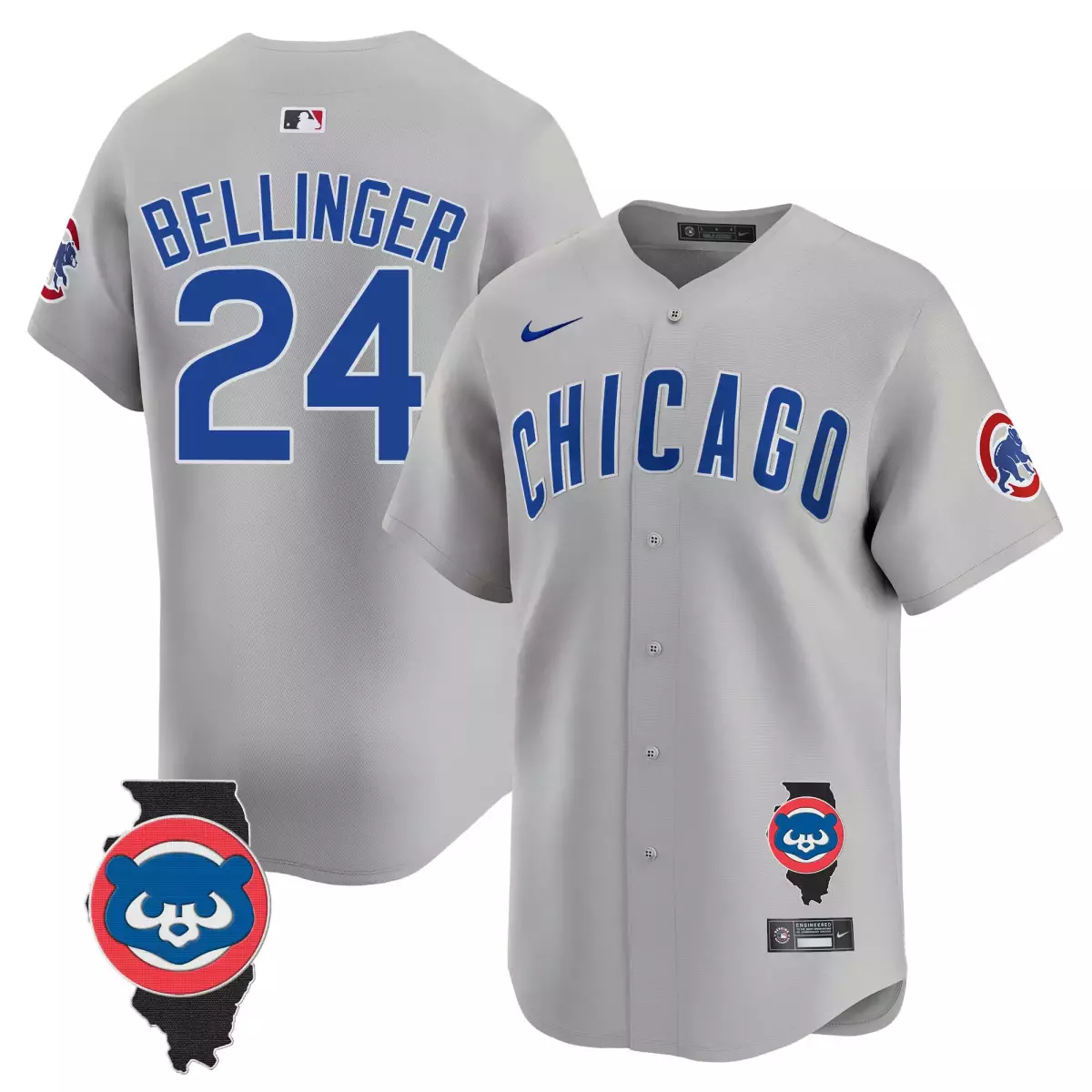 Bellinger Chicago Cubs 2024 Gray Jersey | Illinois Patch Vapor Premier Limited Edition V2 | Fan Gear for Men, Women & Youth