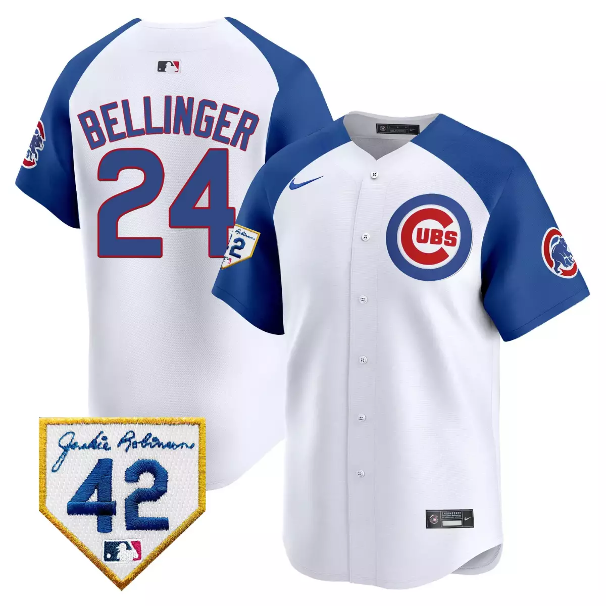 Bellinger Chicago Cubs 2024 White Jersey | Jackie Robinson Patch Vapor Premier Limited Edition | Fan Gear for Men, Women & Youth