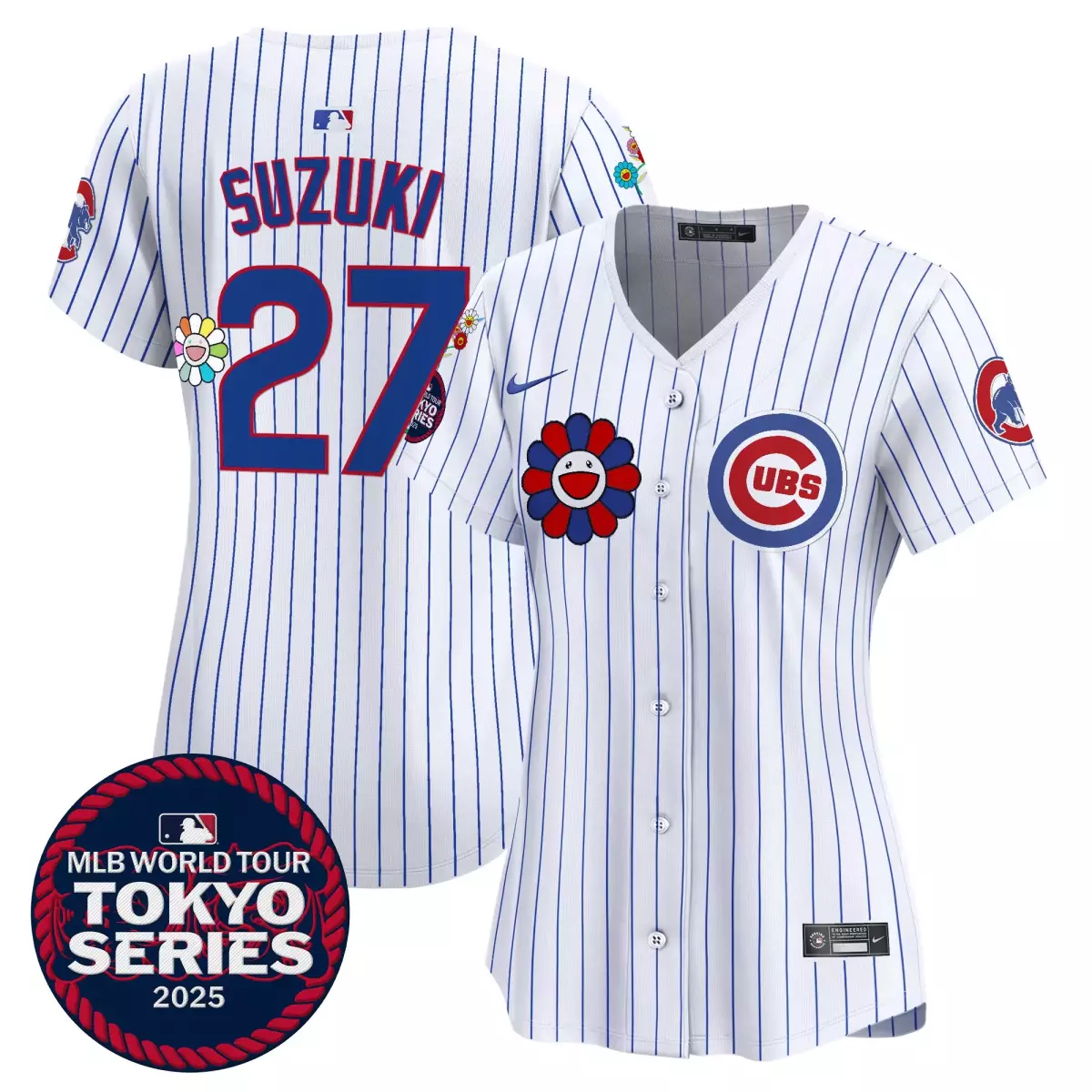 chicago cubs 27 suzuki white jersey tokyo series 2025 crop top baseball stitched oik