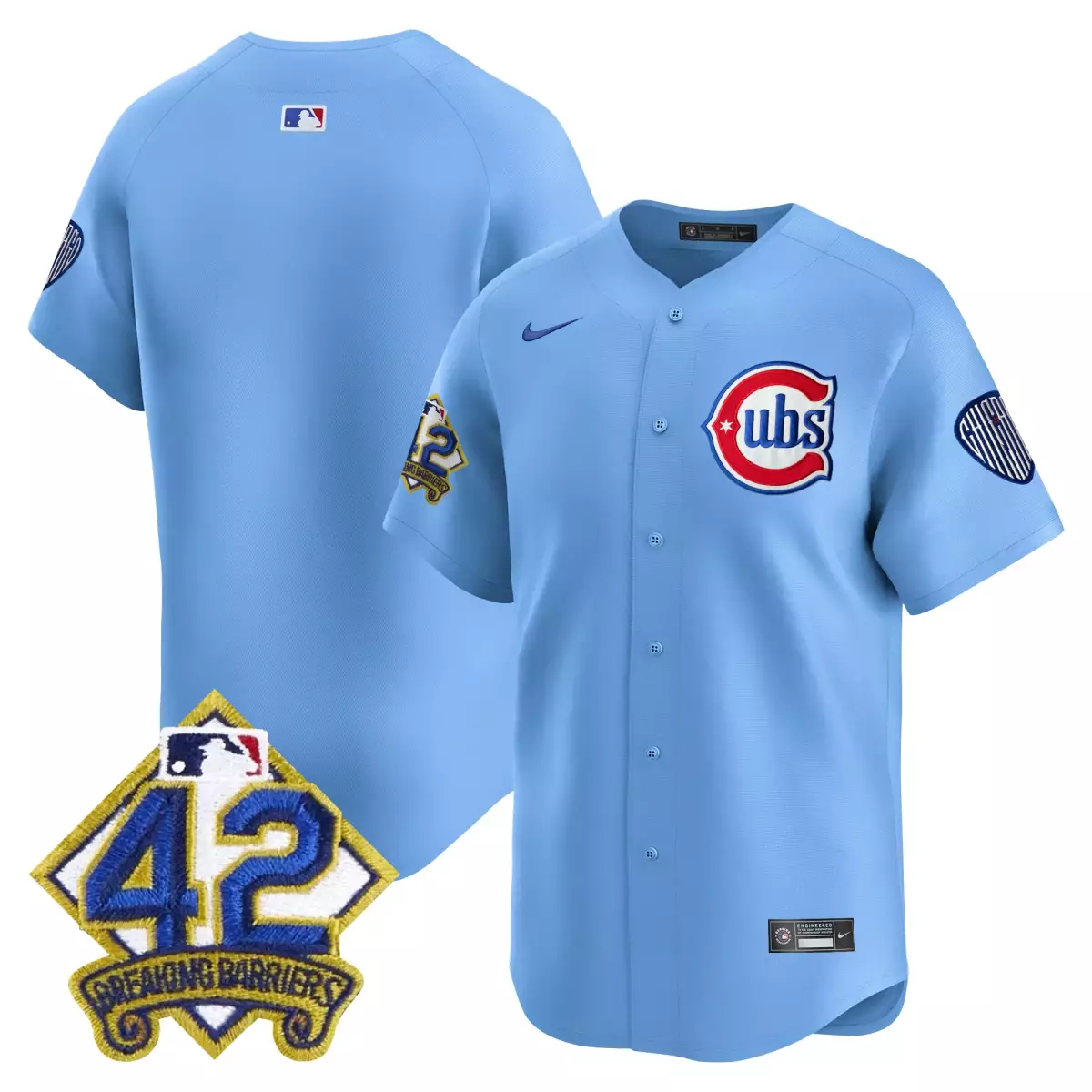 chicago cubs aqua jersey 2025 jackie robinson patch vapor premier limited all stitched