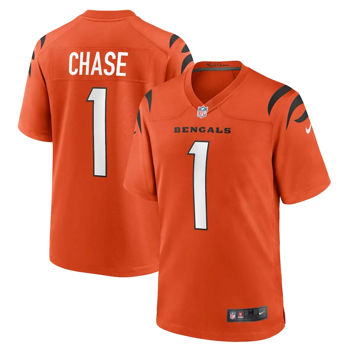 cincinnati bengals jamarr chase orange alternate game jersey wa4