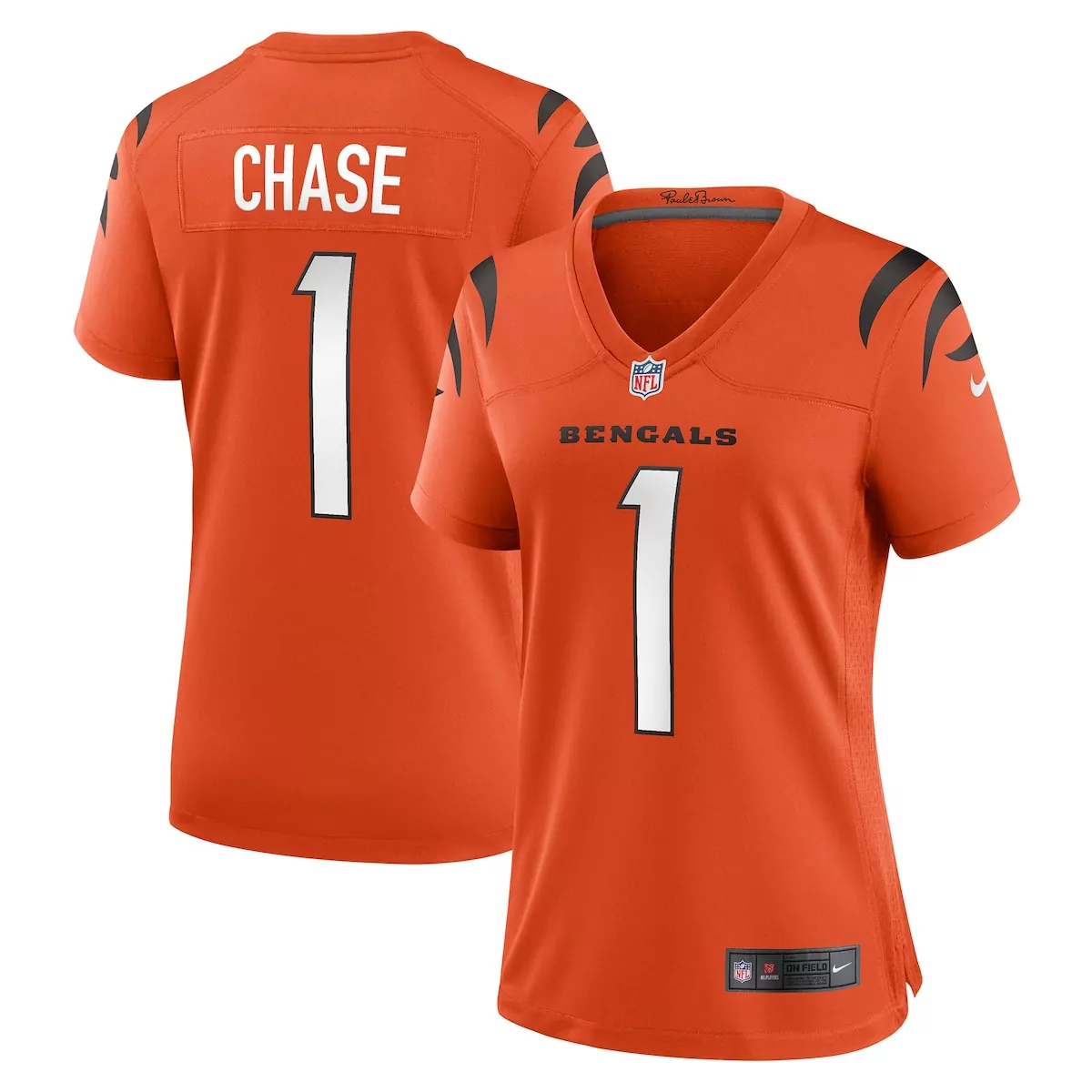 cincinnati bengals jamarr chase orange alternate game jersey wa4