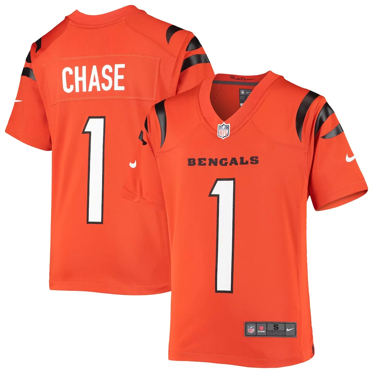 cincinnati bengals jamarr chase orange alternate game jersey wa4