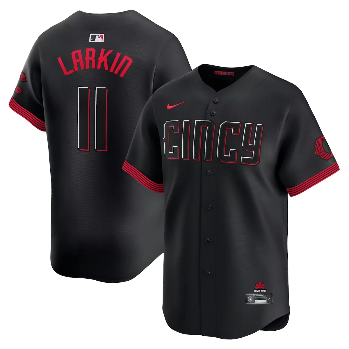 cincinnati reds barry larkin black city connect limited player jersey my9