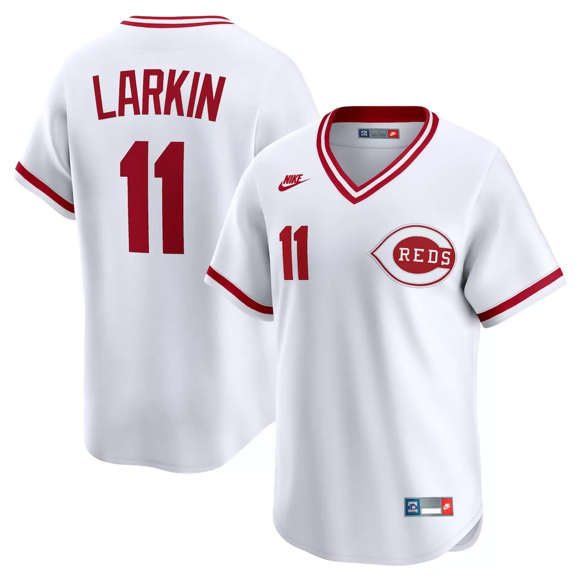 cincinnati reds barry larkin red cooperstown collection mesh batting practice button up jersey