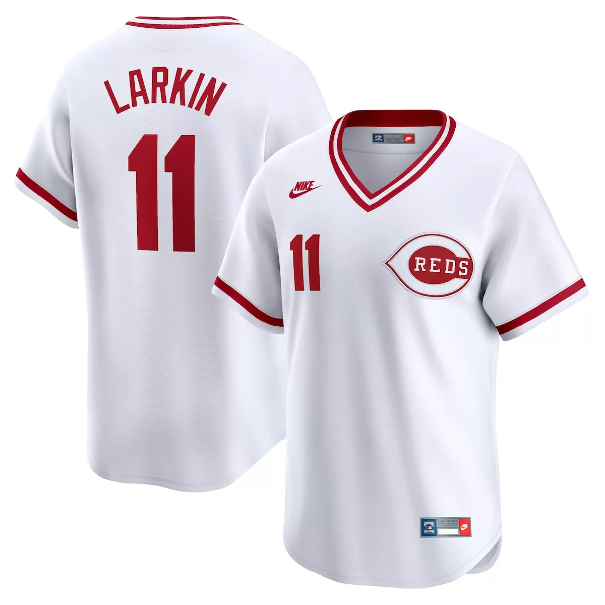 cincinnati reds barry larkin white throwback cooperstown limited jersey