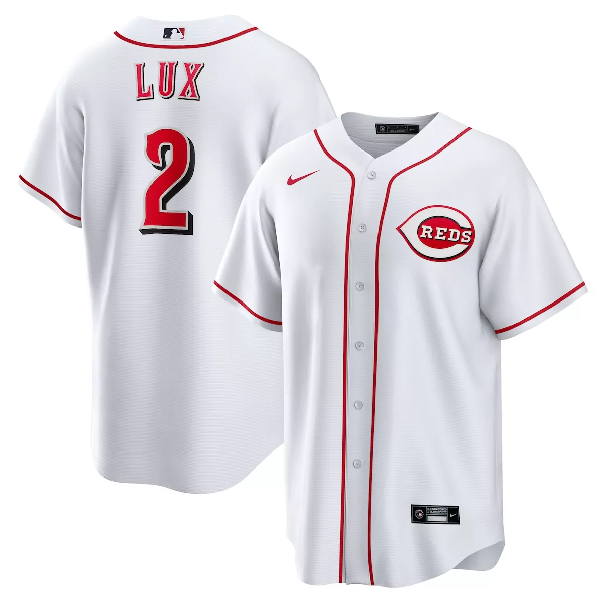 cincinnati reds gavin lux white home jersey 7ir