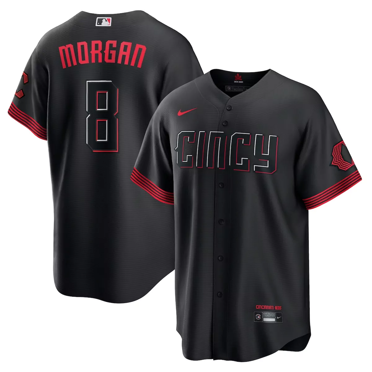 cincinnati reds joe morgan black city connect player jersey