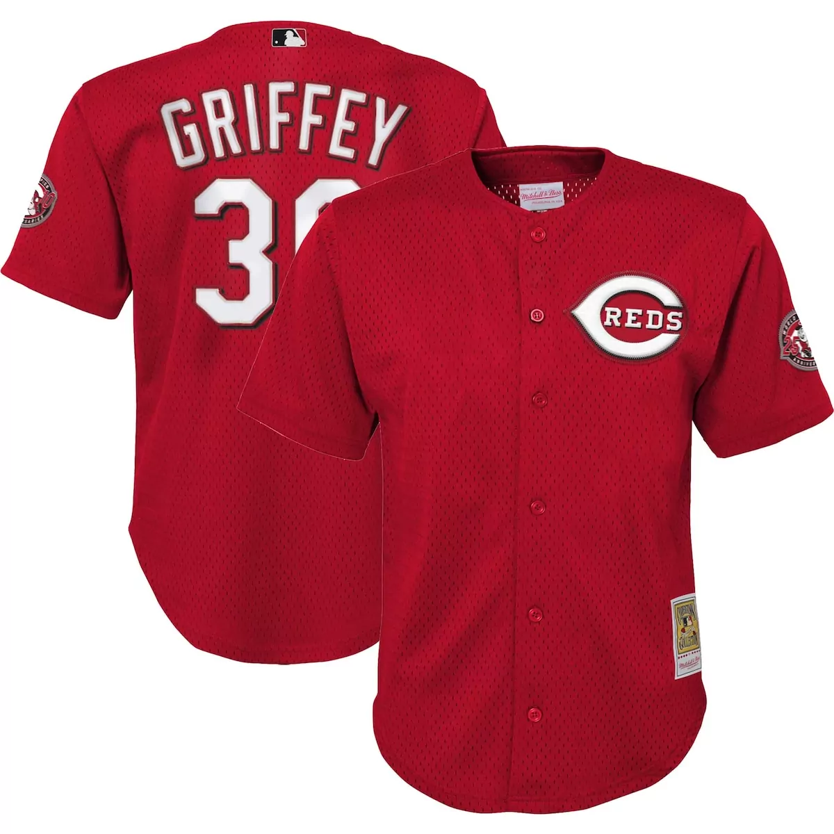 cincinnati reds ken griffey jr red cooperstown collection mesh batting practice jersey