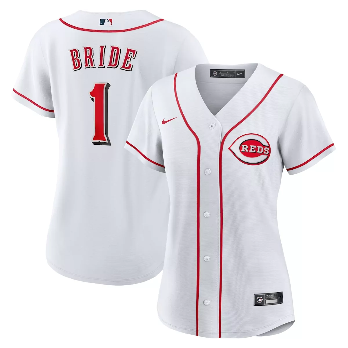 cincinnati reds white 1 bride home jersey