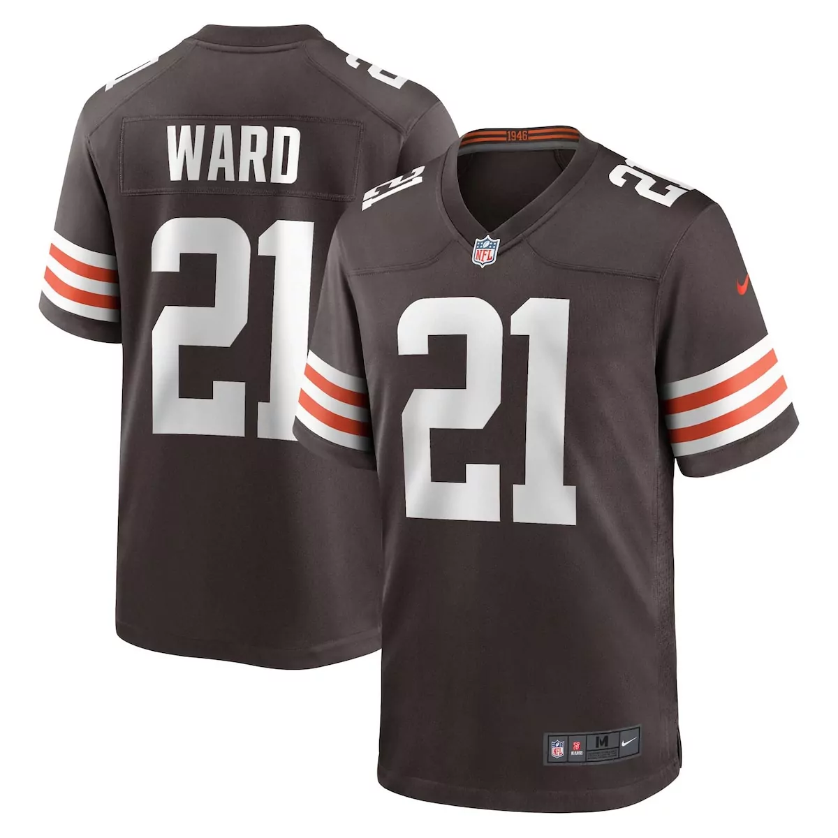 cleveland browns denzel ward brown game jersey v9z