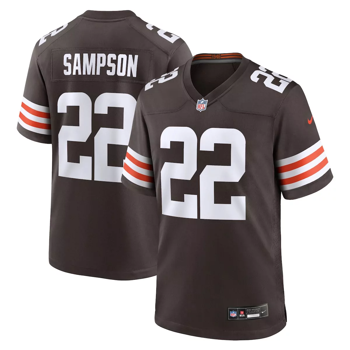 cleveland browns dylan sampson brown team game jersey 2ss