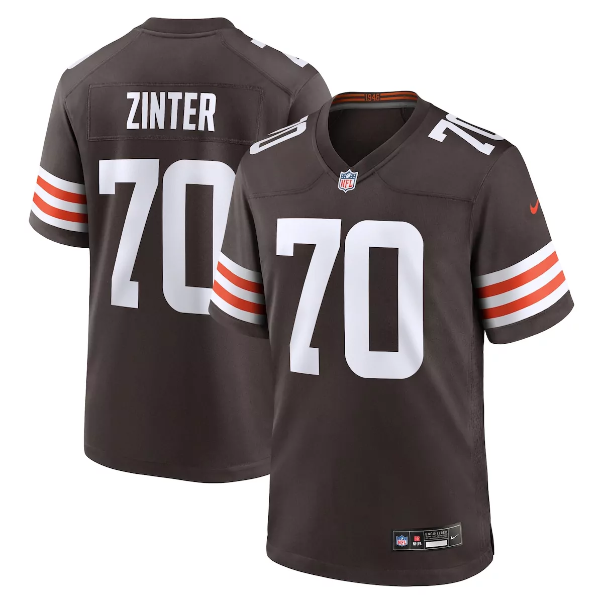 cleveland browns zak zinter brown team game jersey gbv