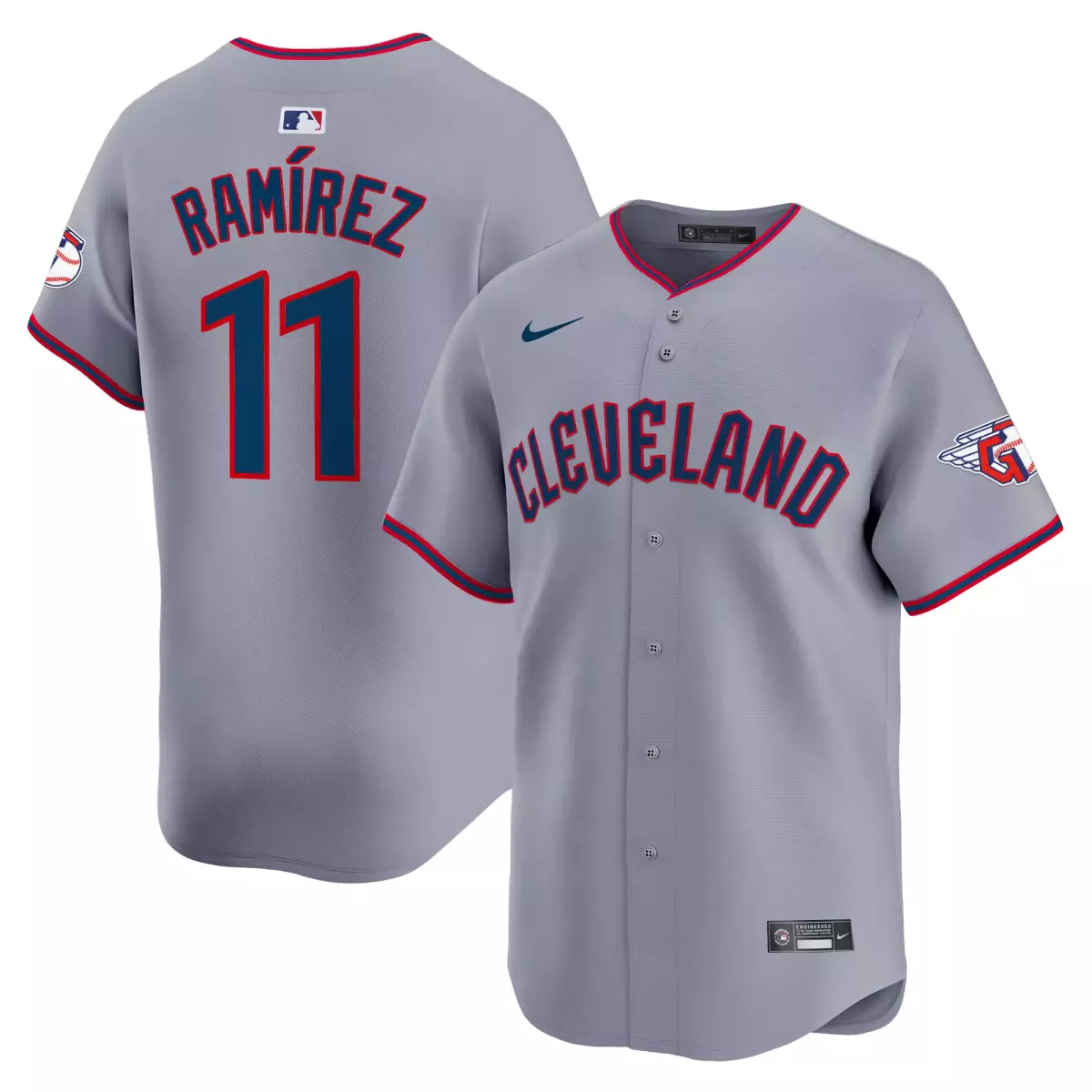 cleveland guardians 11 ramirez gray jersey 2025 vapor premier limited all stitched