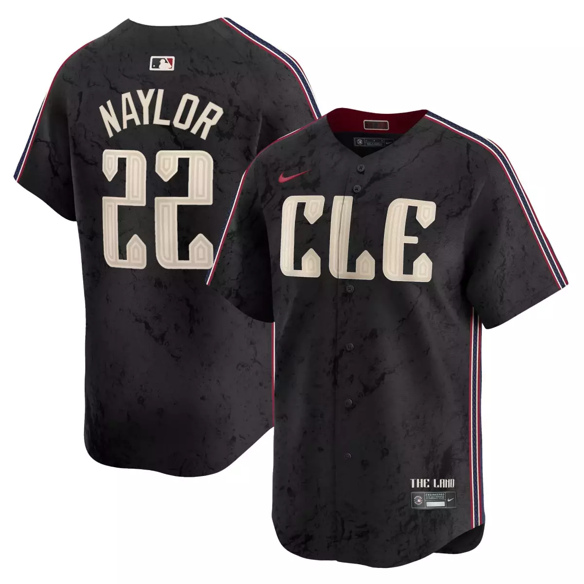 cleveland guardians 22 naylor black jersey 2024 city connect vapor premier limited all stitched