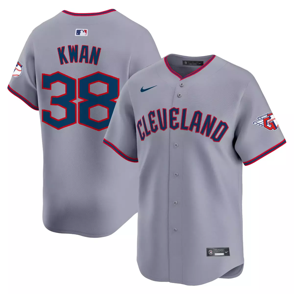 cleveland guardians 38 kwan gray jersey 2025 vapor premier limited all stitched