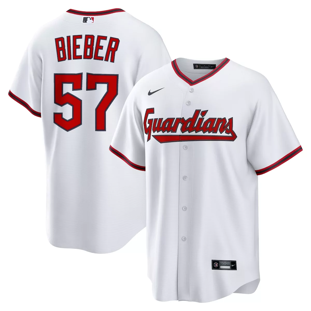 cleveland guardians shane bieber navy alternate jersey