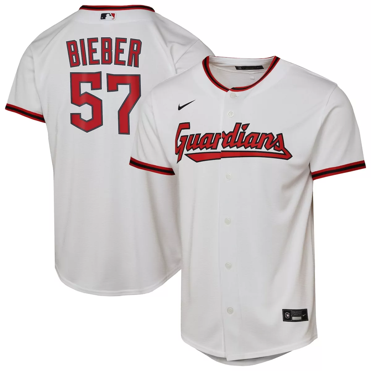 cleveland guardians shane bieber navy alternate jersey