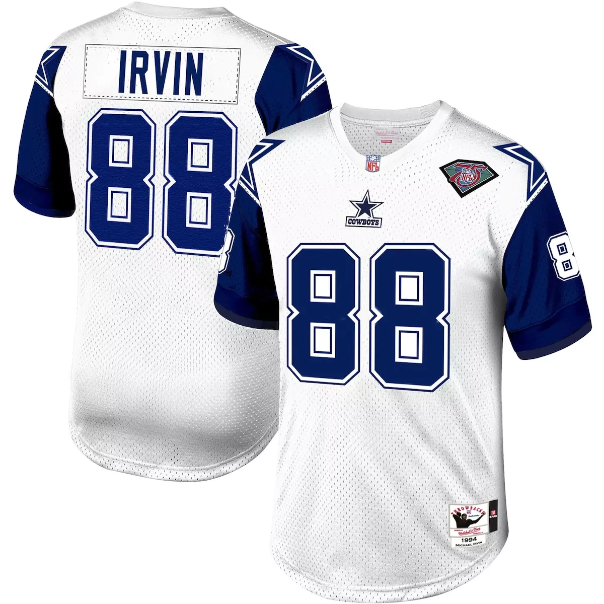 dallas cowboys 1994 michael irvin white throwback retired player jersey 1du