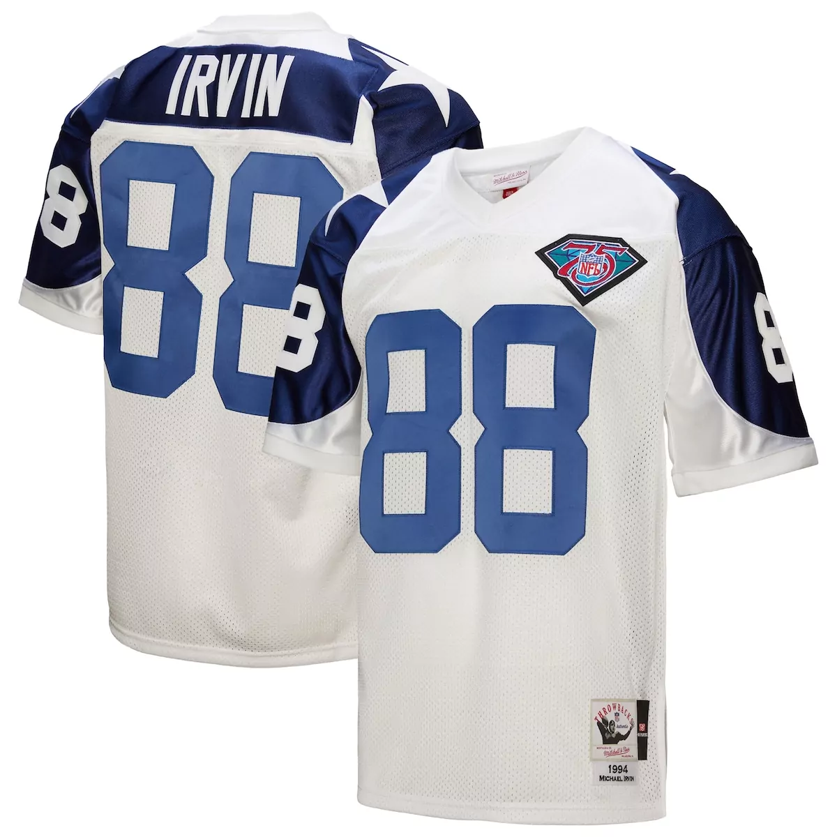 dallas cowboys 1994 michael irvin white throwback retired player jersey 1du
