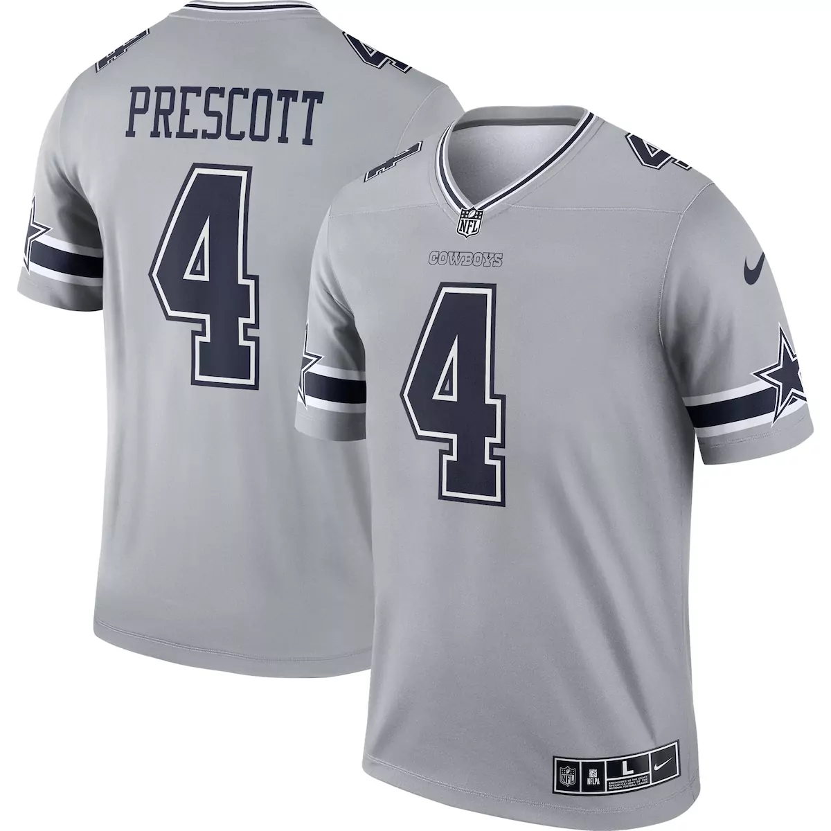 dallas cowboys dak prescott gray inverted legend player performance top