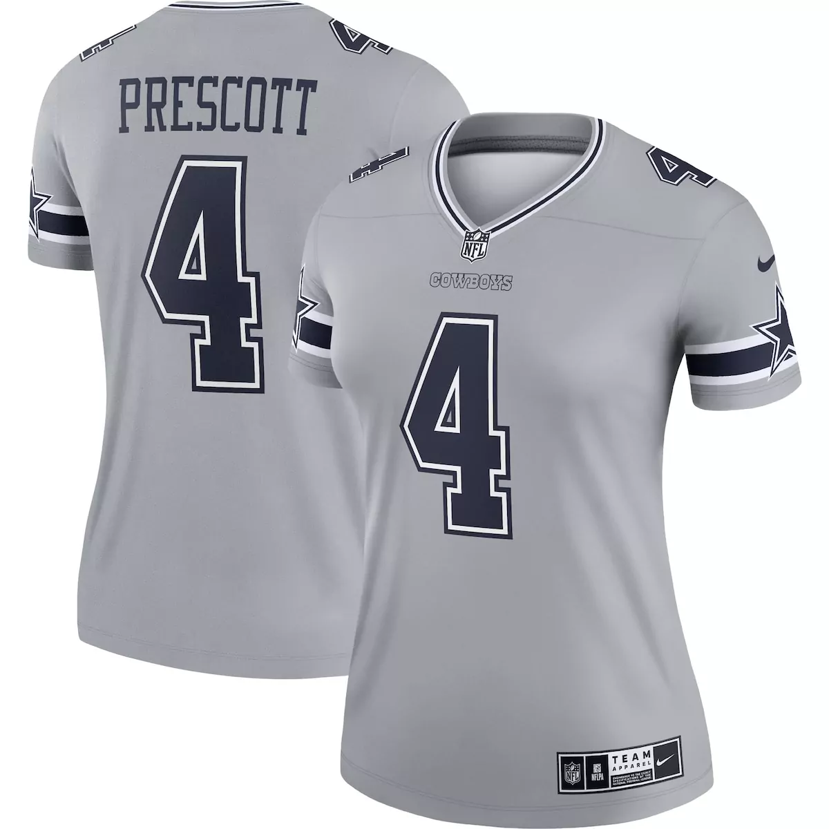 dallas cowboys dak prescott gray inverted legend player performance top