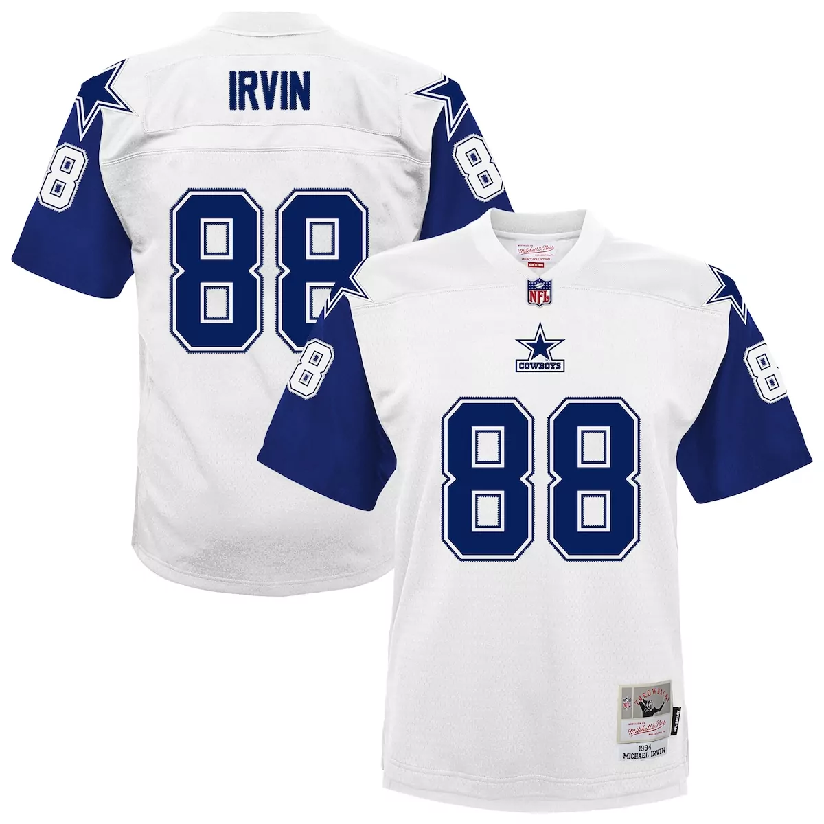 dallas cowboys 1994 michael irvin white throwback retired player jersey 1du