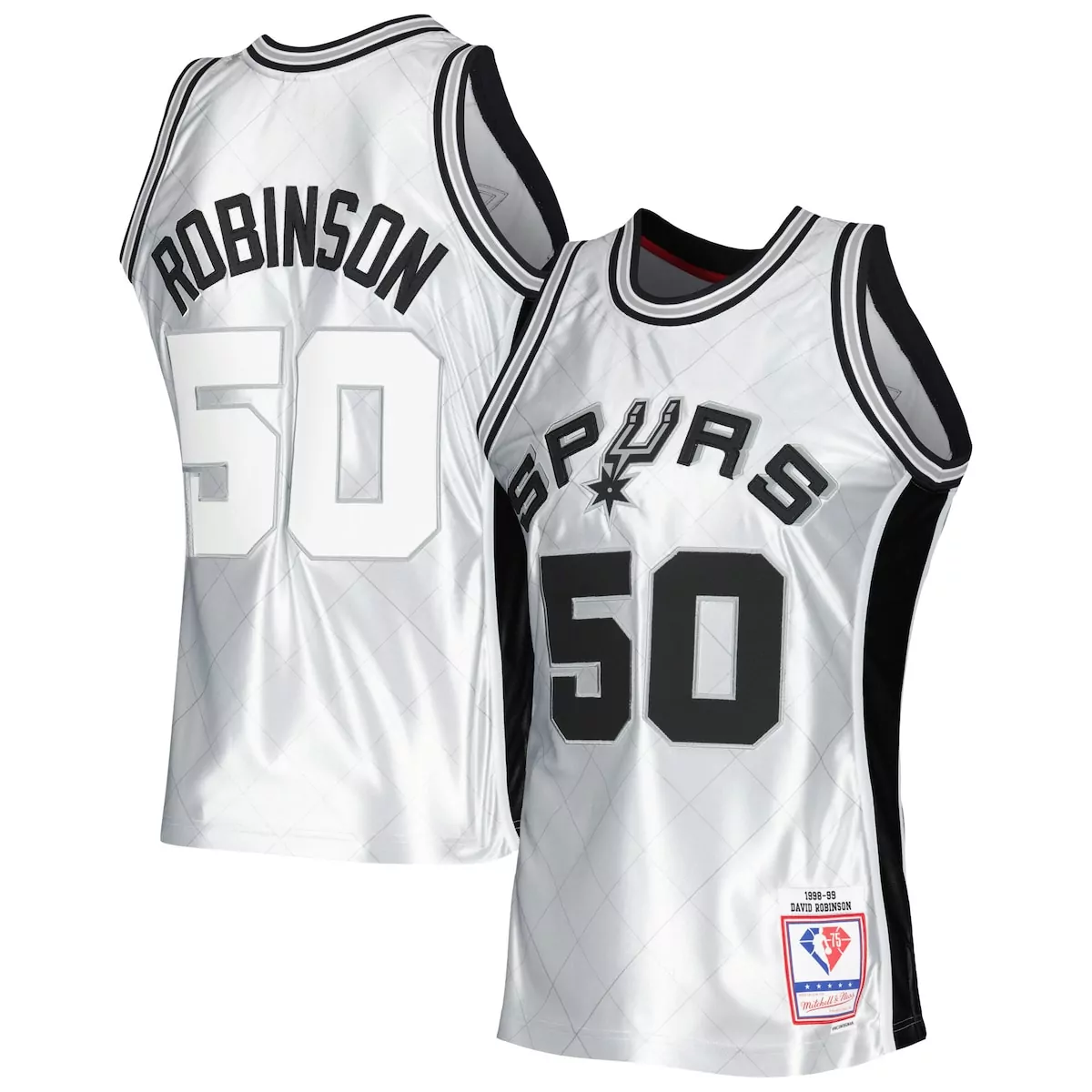 david robinson platinum san antonio spurs 1998 99 hardwood classics 75th anniversary jersey