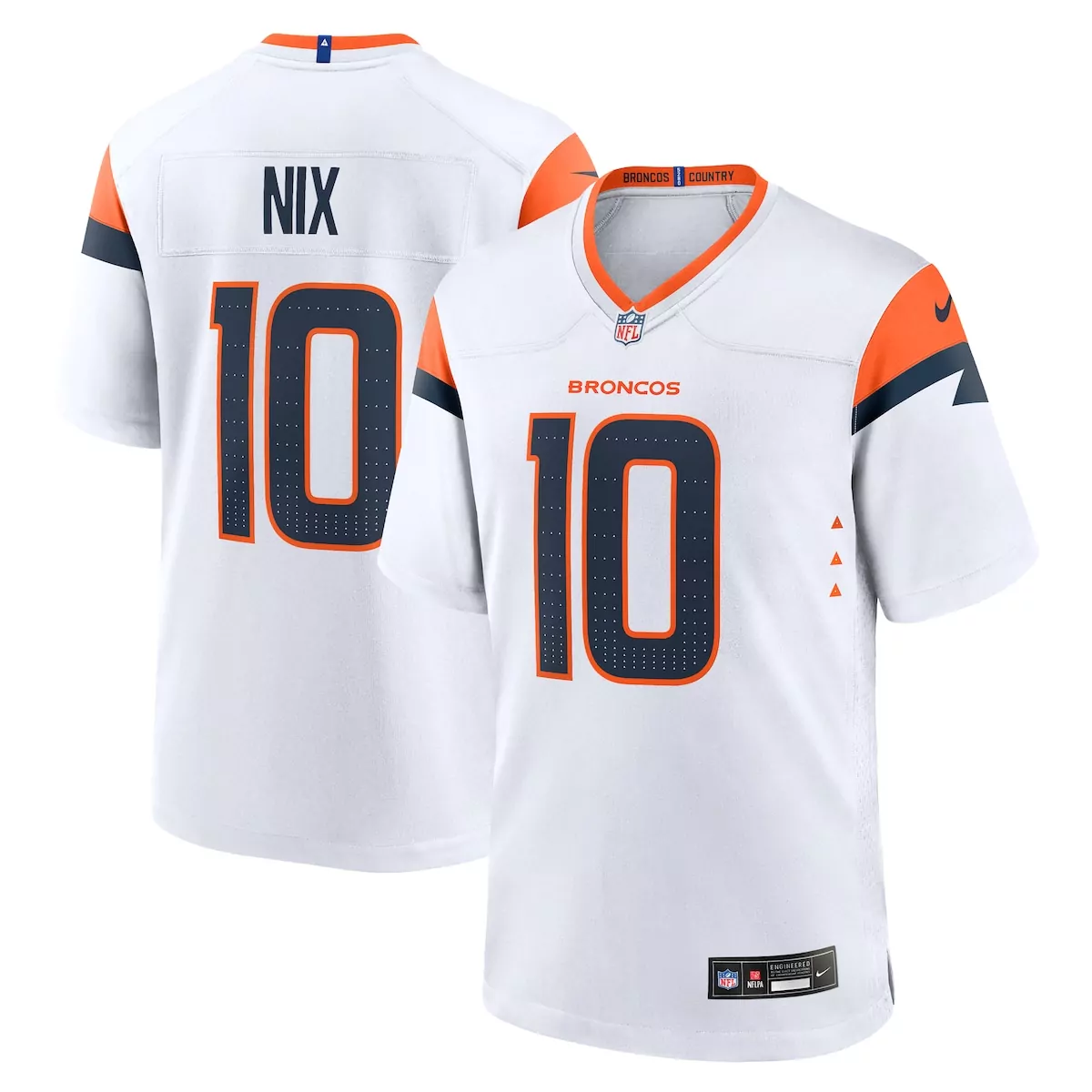 denver broncos bo nix white game jersey g1r