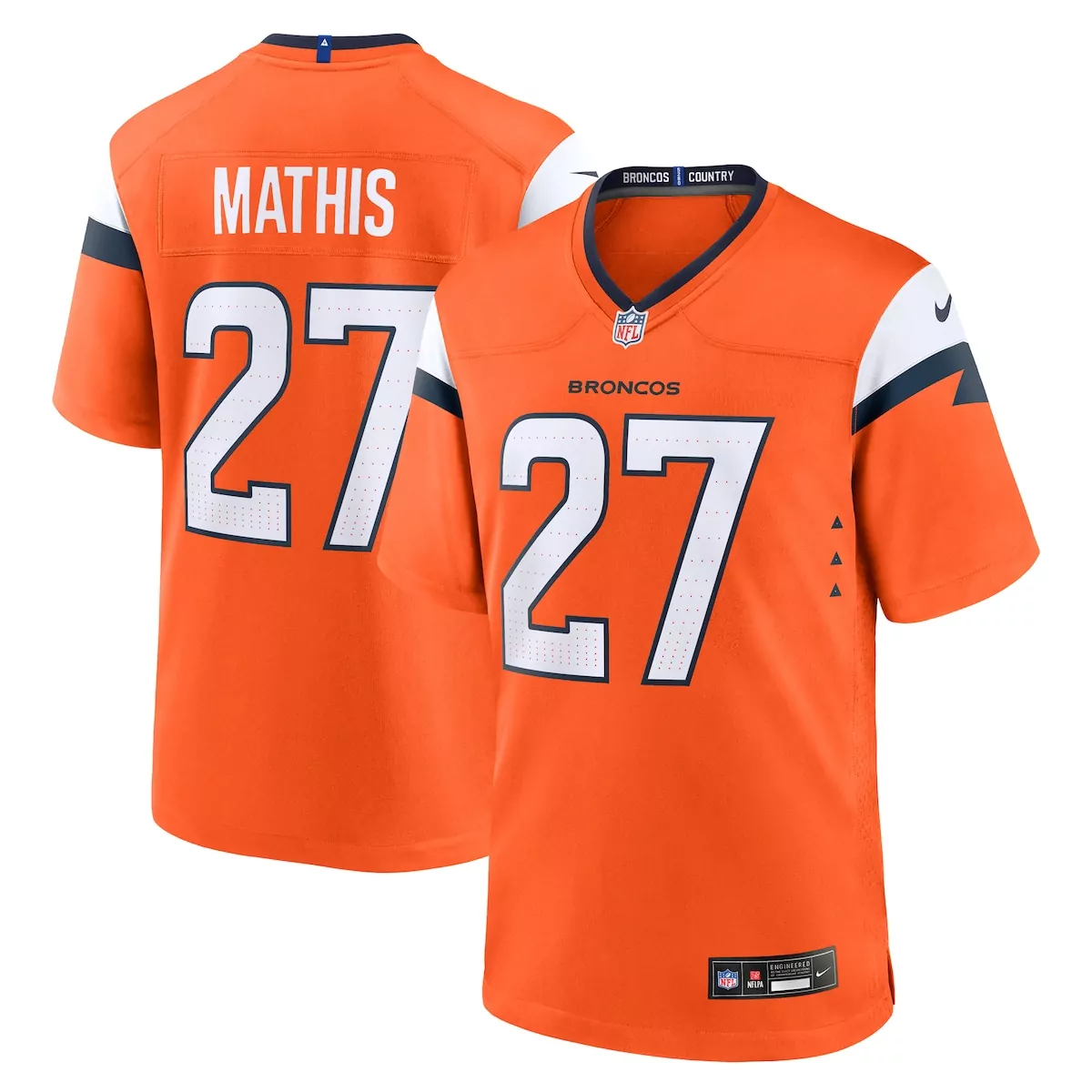 denver broncos damarri mathis orange team game jersey